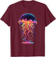 Vibrant Glowing Rainbow Colors Jellyfish T-Shirt - T-Shirt | Maroon