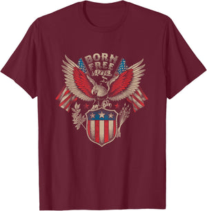 Born Free 1776 USA Patriot Eagle T-Shirt - T-Shirt | Maroon