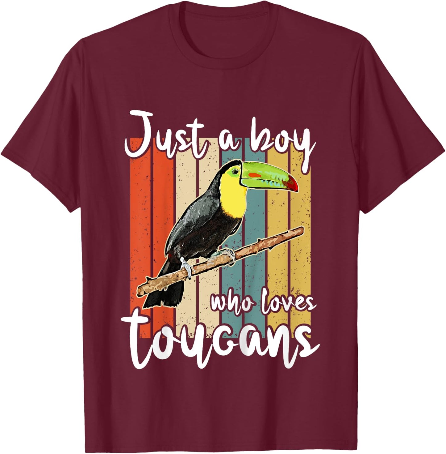 Kids Just A Boy Who Loves Toucans Retro Toucan T-Shirt - T-Shirt | Maroon