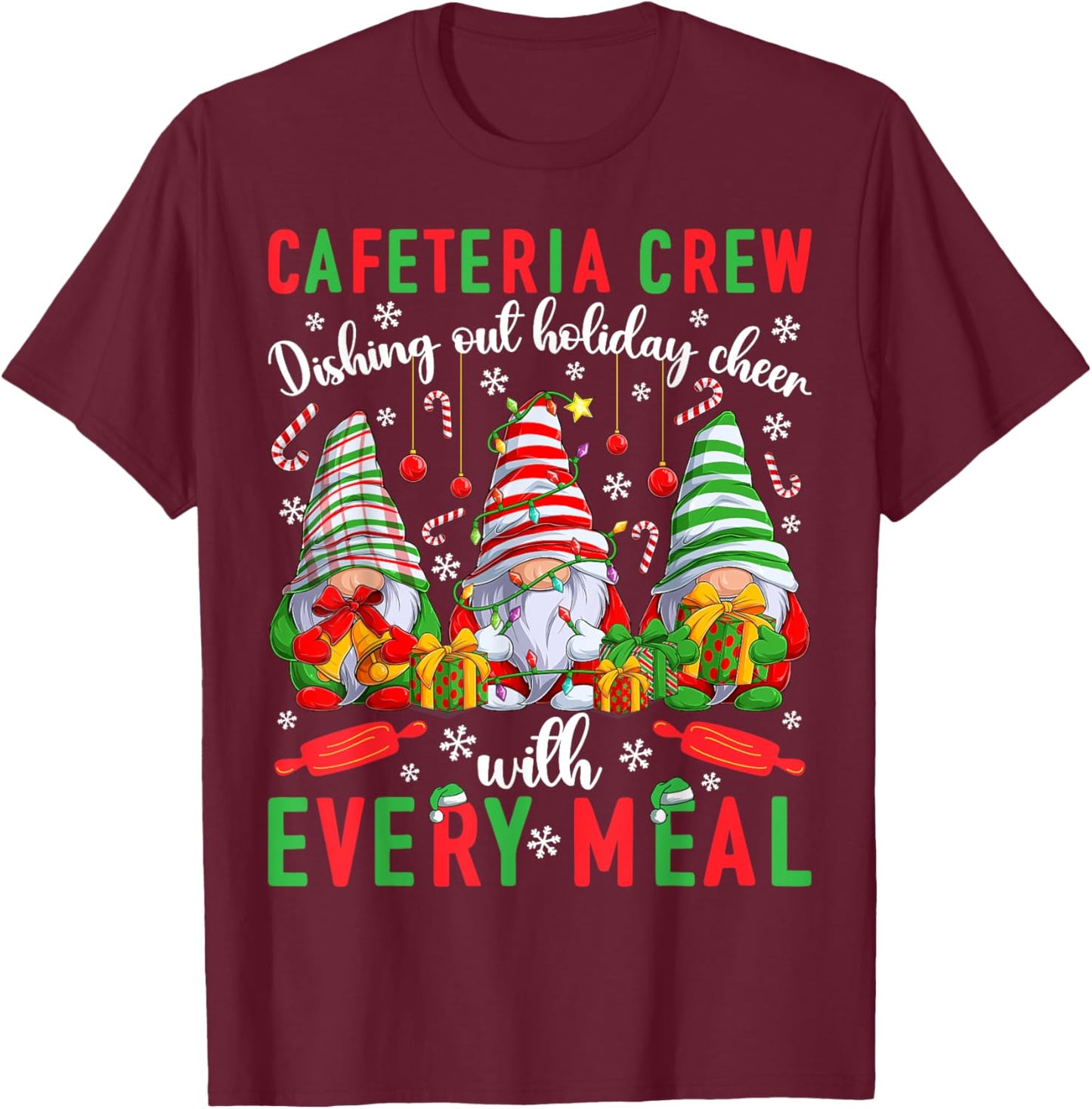 Cafeteria Crew Christmas Lunch Lady Squad Xmas Party T-Shirt - T-Shirt | Maroon