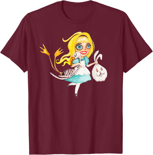 Yellow Hair Girl - Halloween Trick or Treat Design T-Shirt - T-Shirt | Maroon
