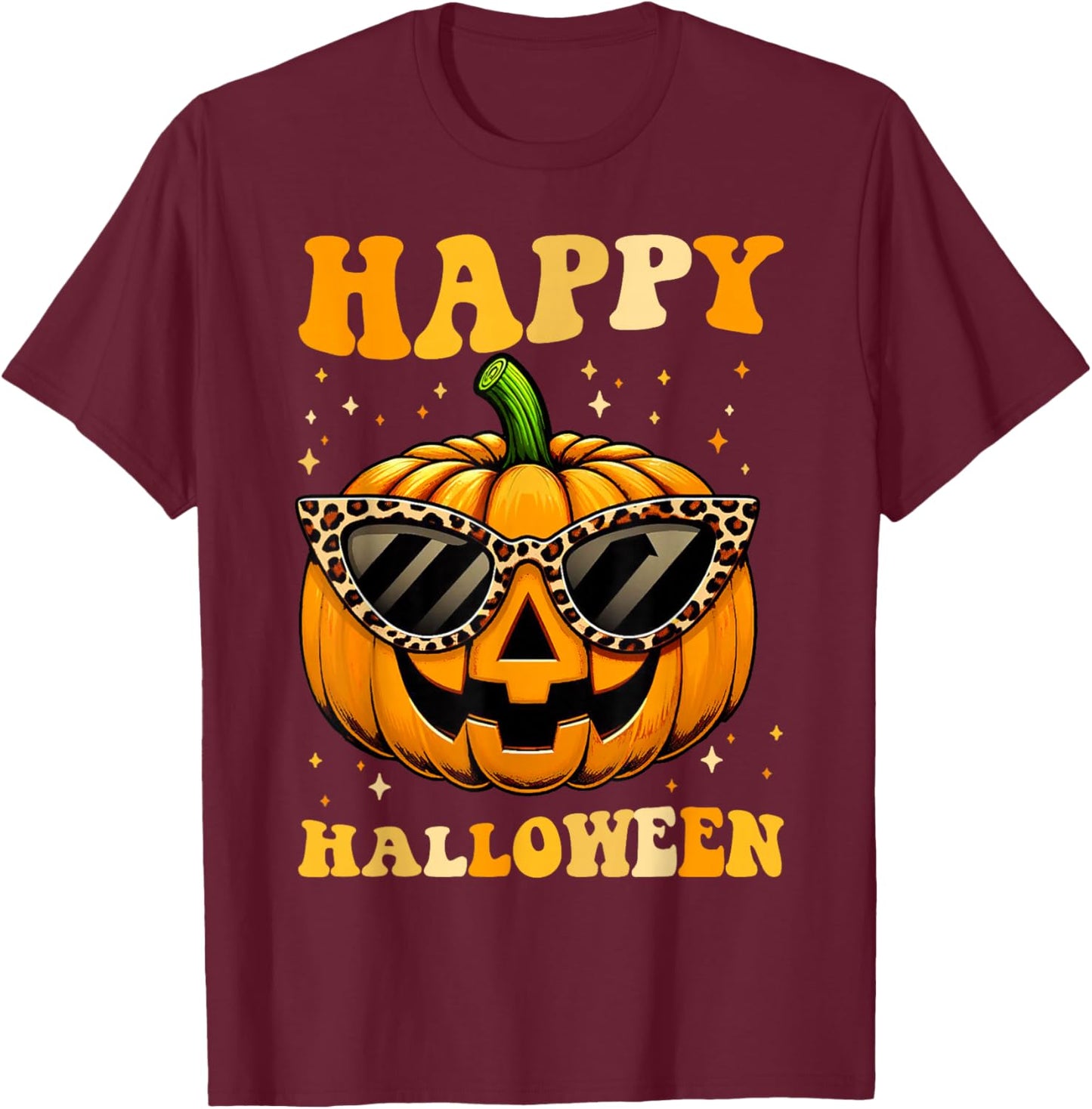 Trick Or Treat Funny Pumpkin Happy Halloween Costume Groovy T-Shirt - T-Shirt | Maroon
