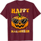Trick Or Treat Funny Pumpkin Happy Halloween Costume Groovy T-Shirt - T-Shirt | Maroon