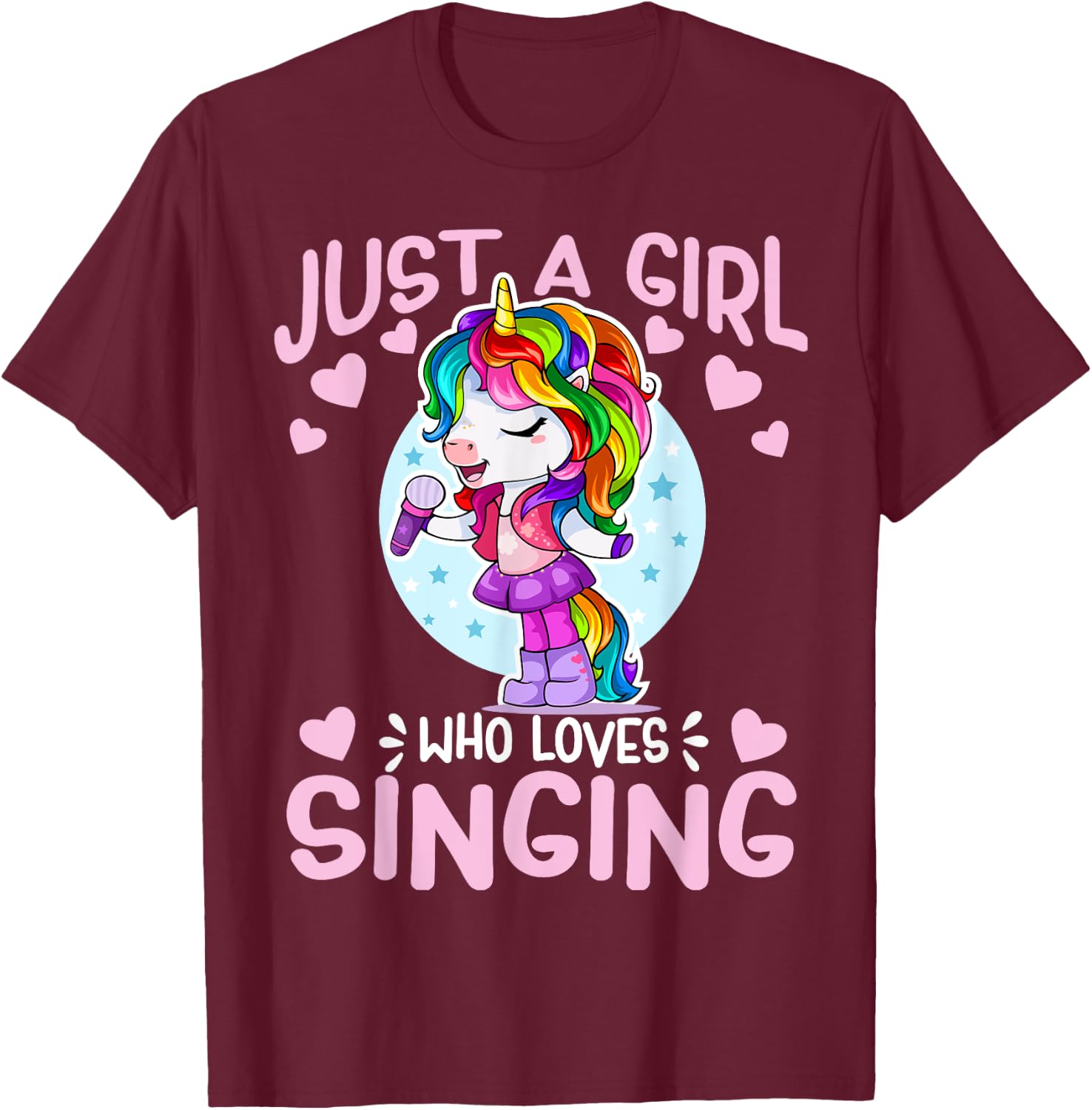 Just A Girl Who Loves Singing Funny Karaoke Singer Unicorn T-Shirt - T-Shirt | Maroon