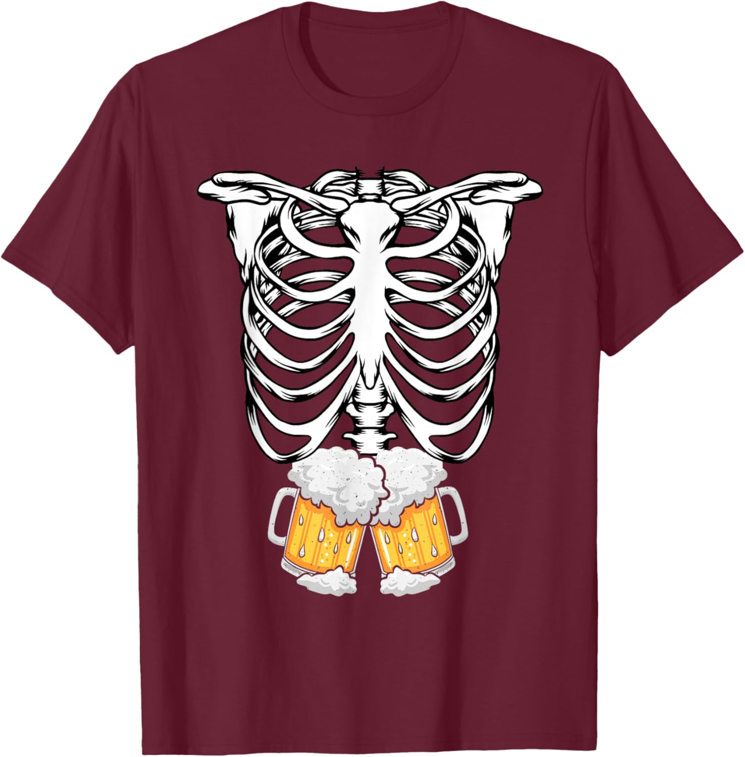 Skeleton Pregnancy Belly Of Beer X-ray Halloween Costume T-Shirt - T-Shirt | Maroon