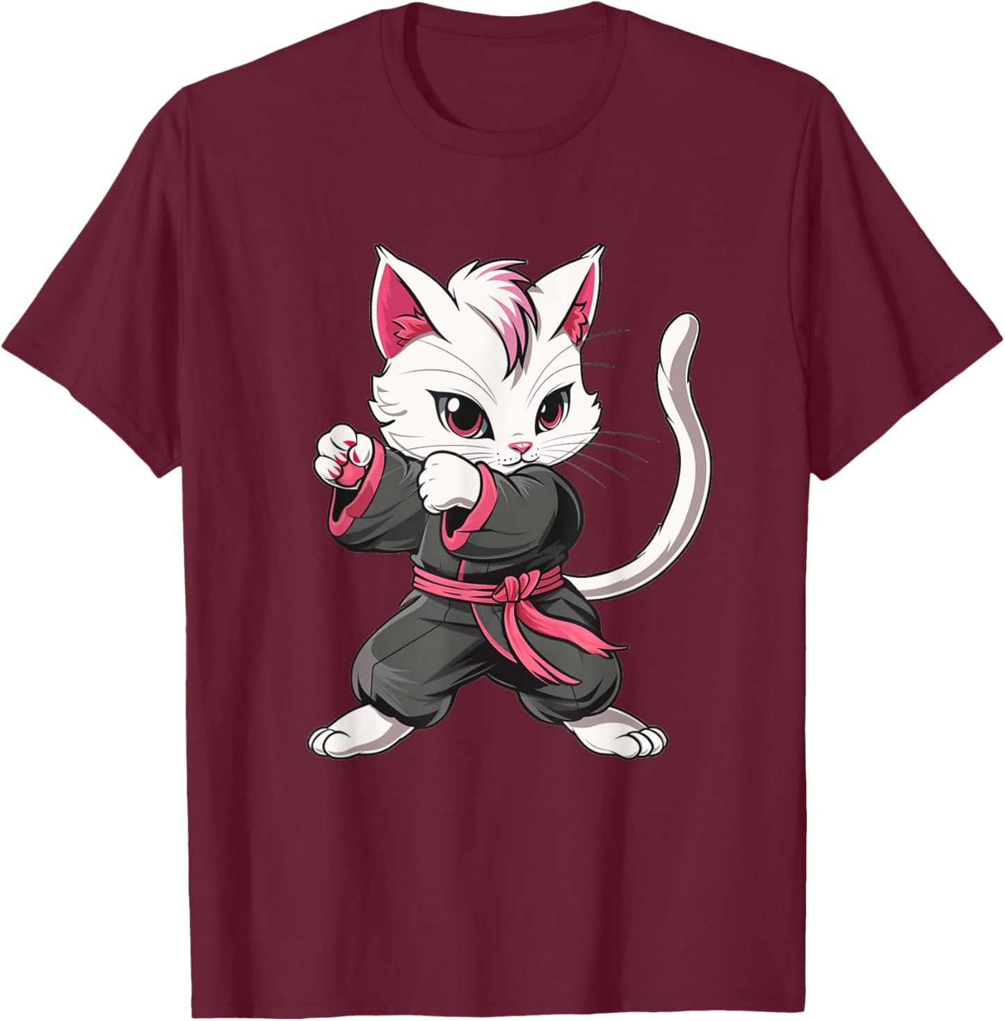 Karate Taekwondo Funny Cat Jiu Jitsu Women Girls MMA T-Shirt - T-Shirt | Maroon
