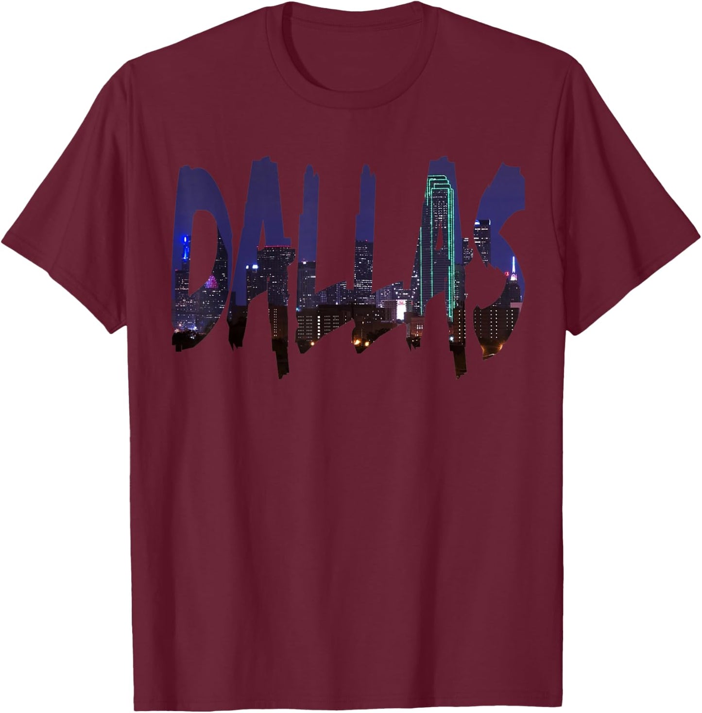 DALLAS Texas Skyline Photo Photograph T-Shirt - T-Shirt | Maroon