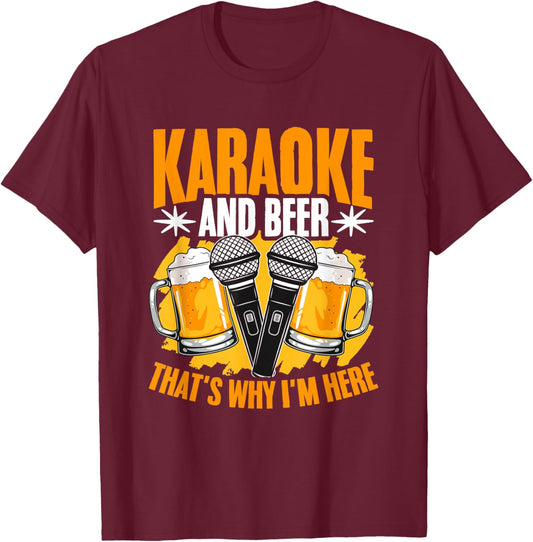 Karaoke And Beer Microphone Karaoke Singing Karaoke Singer T-Shirt - T-Shirt | Maroon