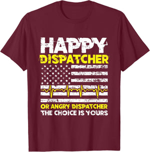American Flag 911 Operator Dispatch-er Police Fire EMS Gift T-Shirt - T-Shirt | Maroon