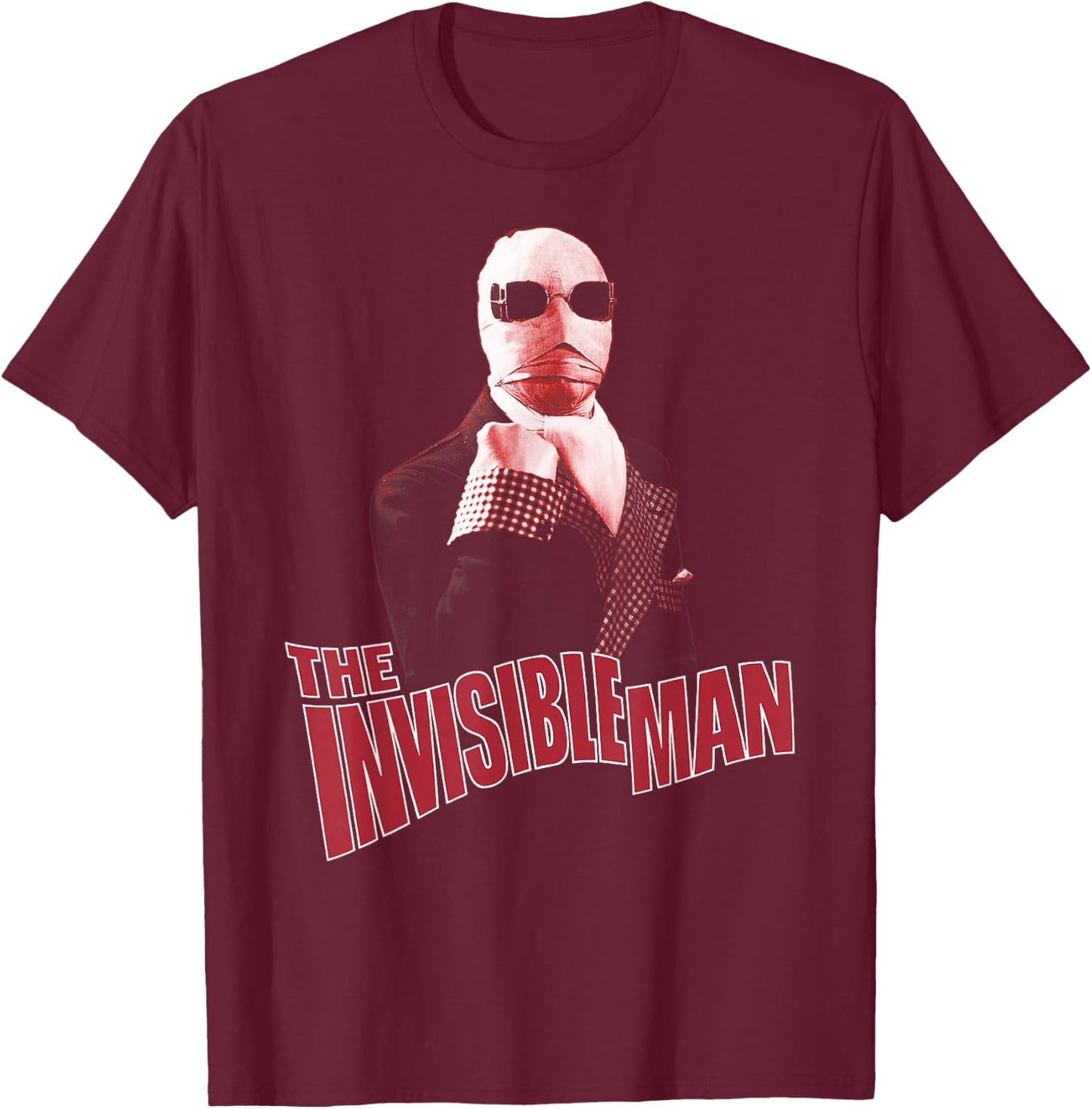 Universal Monsters The Invisible Man Red Hue T-Shirt - T-Shirt | Maroon