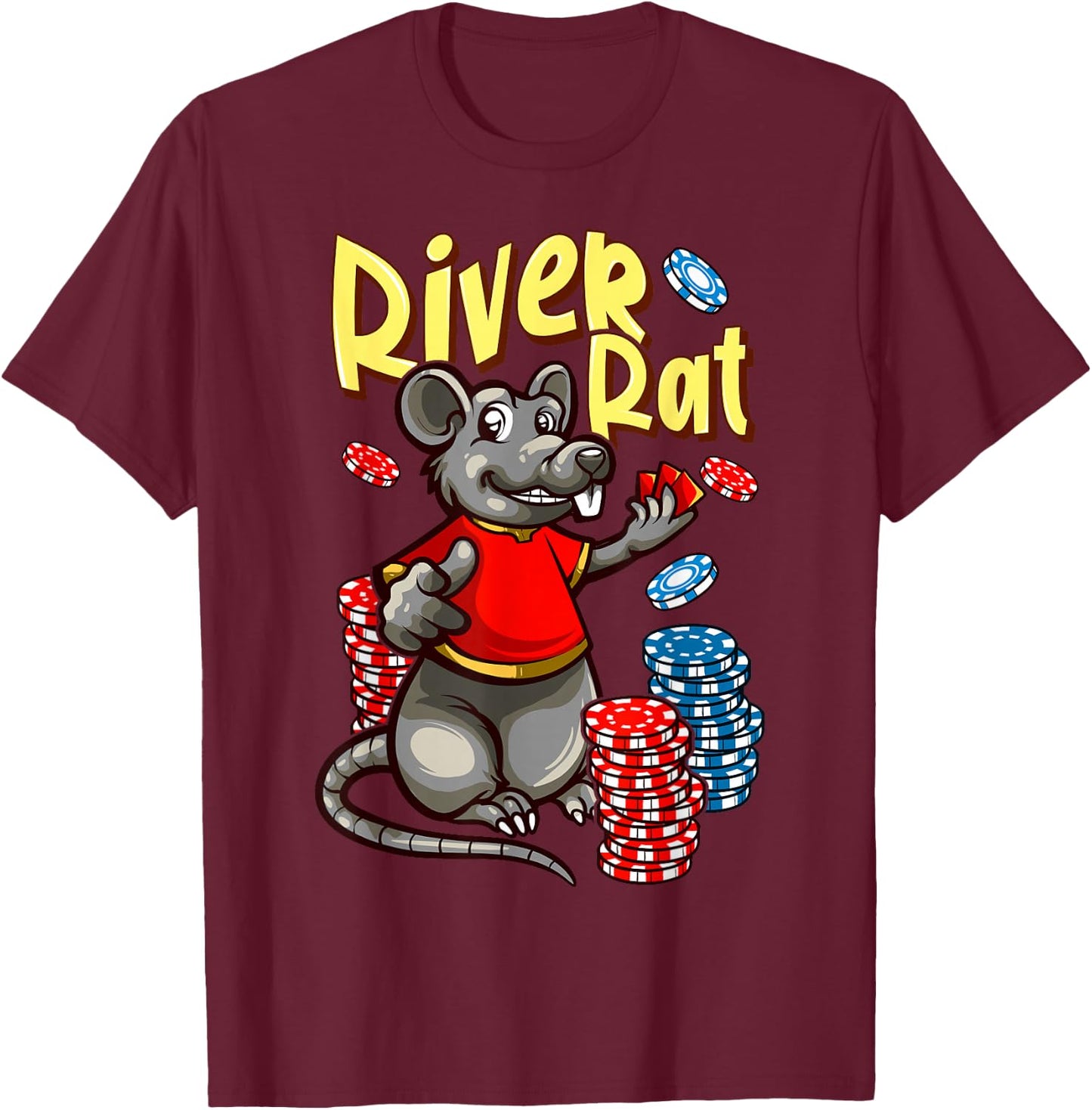 River Rat Poker T-Shirt - T-Shirt | Maroon