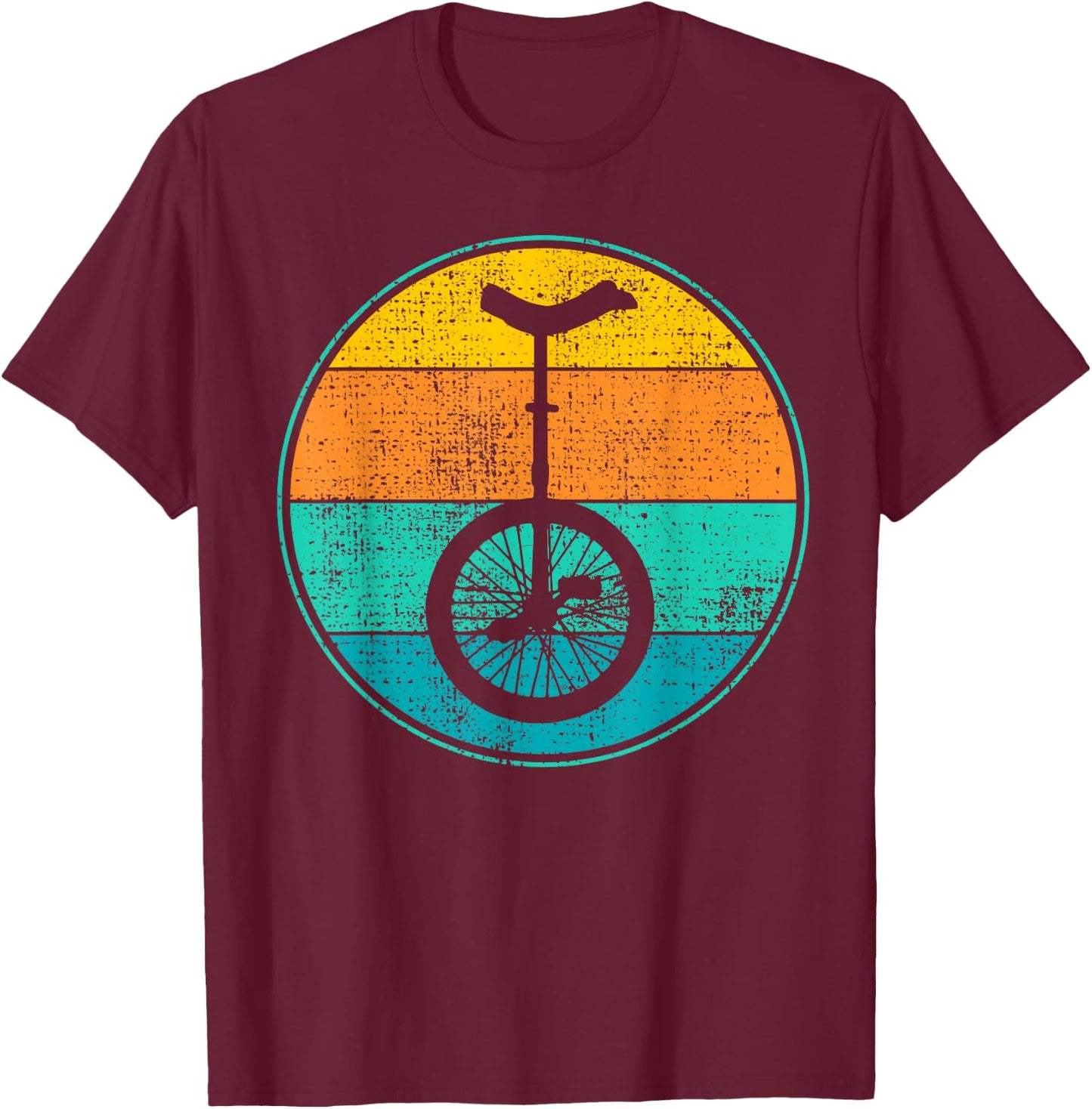 Unicycle Vintage Retro 70s Graphic Design Gift T-Shirt - T-Shirt | Maroon