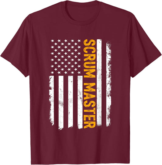 Scrum Master Job, American Flag Scrum Masters Career T-Shirt - T-Shirt | Maroon