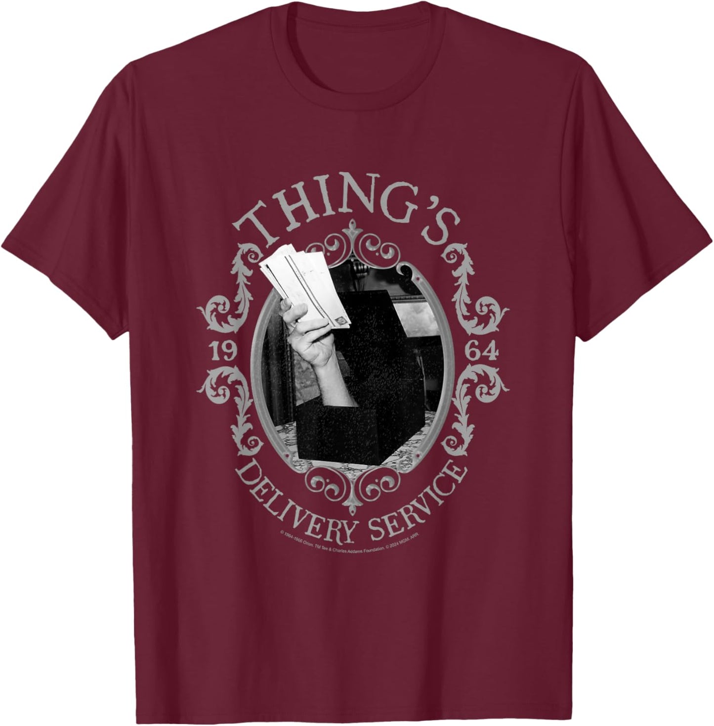 The Addams Family Thing's Delivery Service 1964 Nouveaux T-Shirt - T-Shirt | Maroon