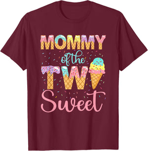 Mommy of the Two Sweet Birthday Girl Ice Cream 2nd T-Shirt - T-Shirt | Maroon