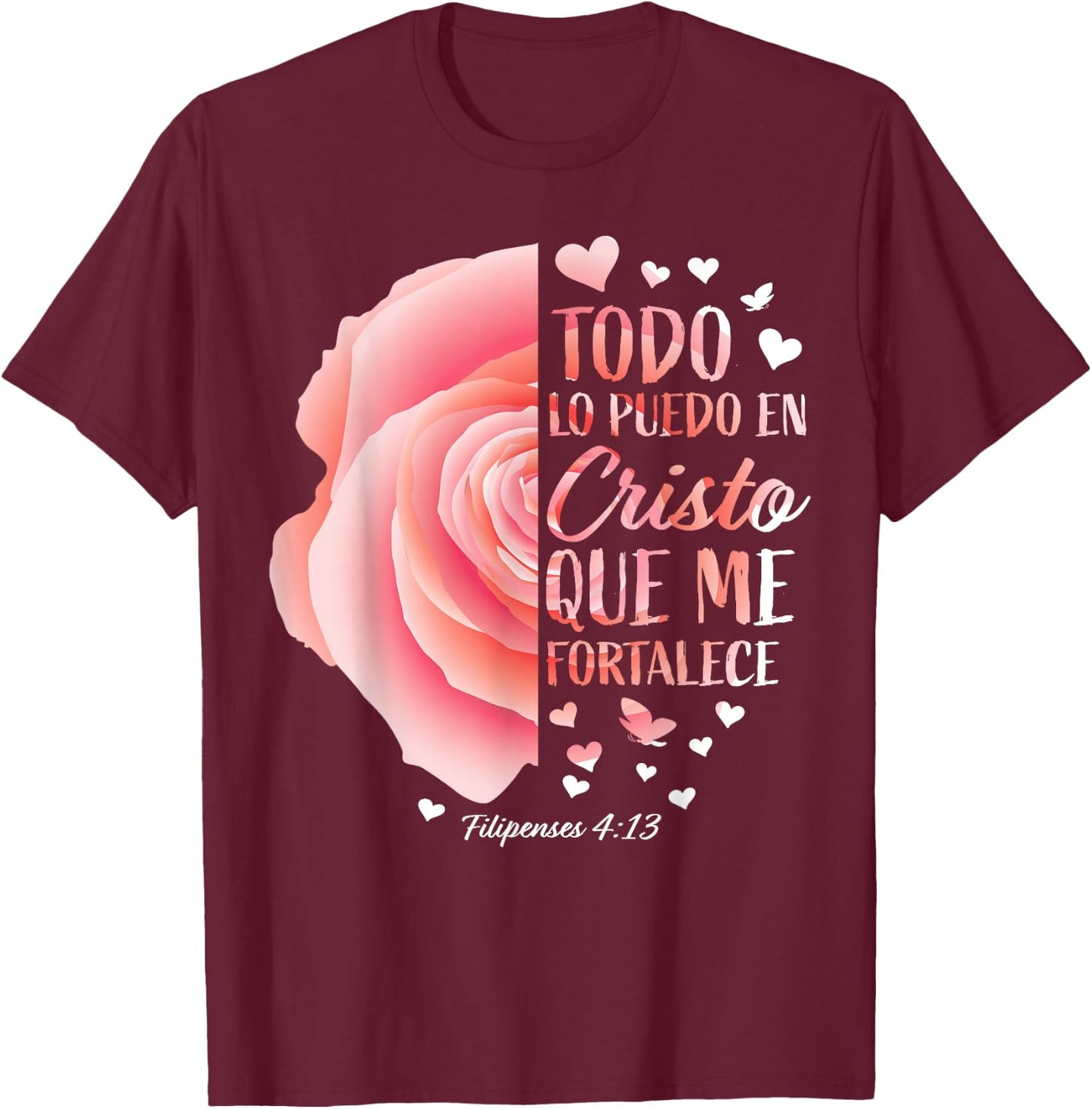 Christian Gifts Women Spanish Bible Verse Sayings Religious T-Shirt - T-Shirt | Maroon