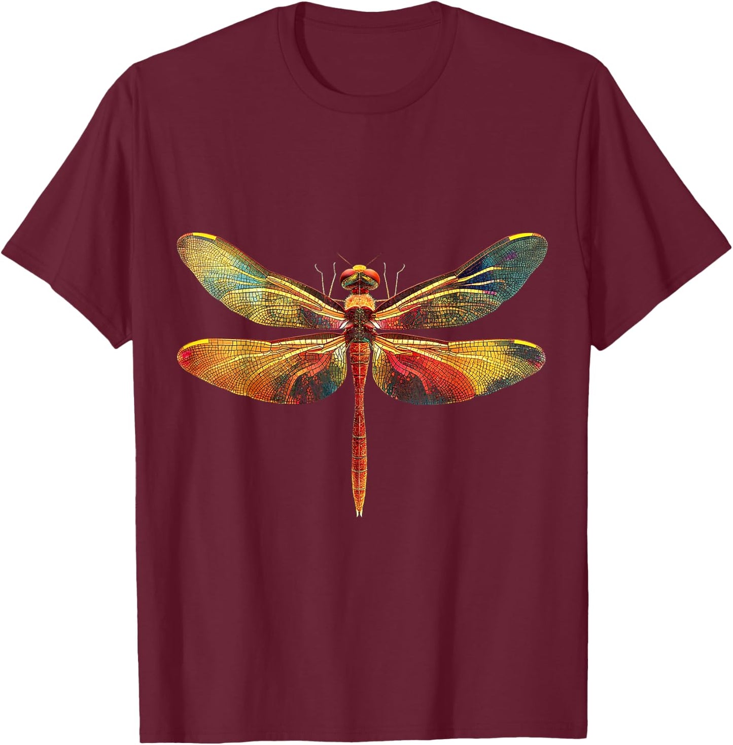 Dragonfly Animal Motif Artwork Dragonfly T-Shirt - T-Shirt | Maroon