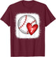Bleached Custom Baseball Mom Number 7 Heart for Mom T-Shirt - T-Shirt | Maroon
