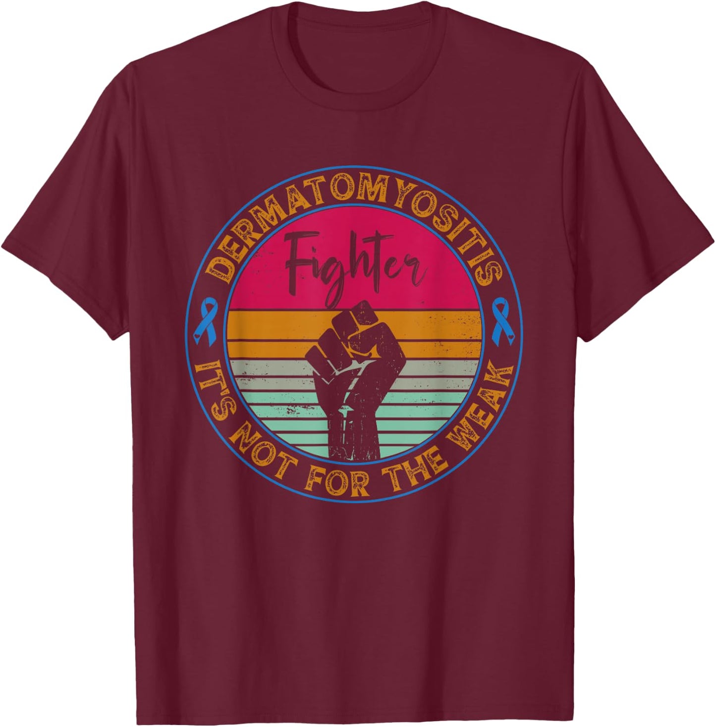 Dermatomyositis Awareness | Retro Fighter & Warrior T-Shirt - T-Shirt | Maroon