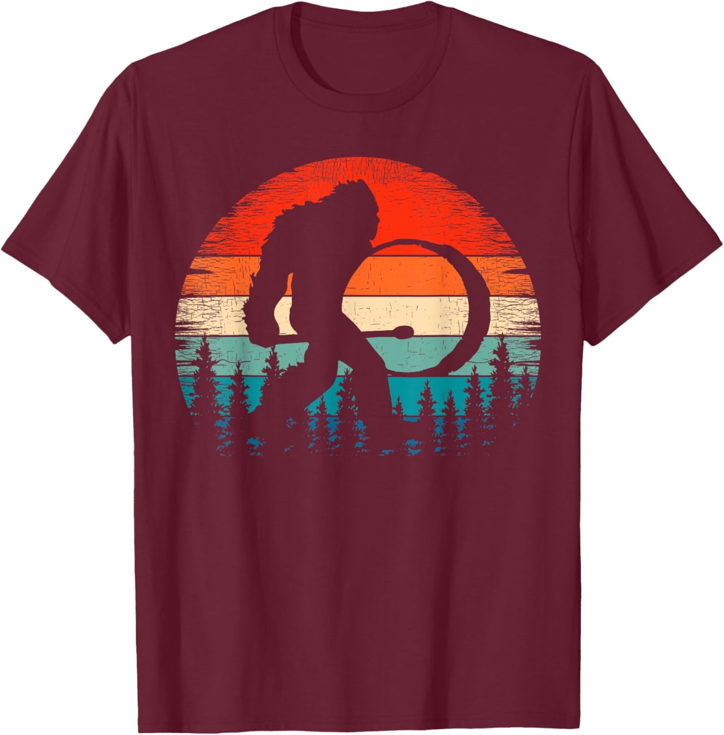 Bigfoot Drum Player Marching Band Sasquatch Bass Drummer T-Shirt - T-Shirt | Maroon