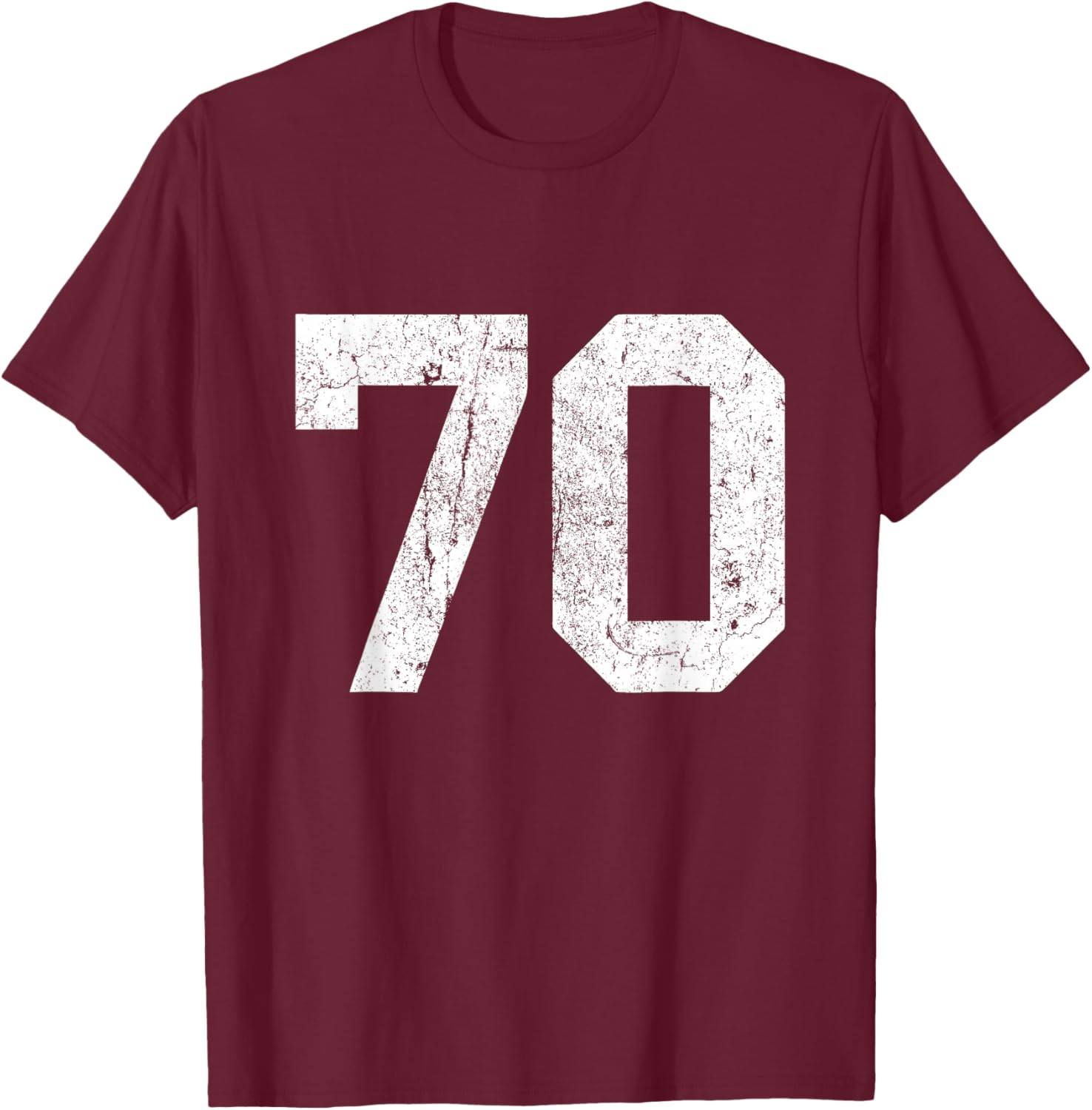 Jersey Uniform Number #70 Athletic Style Sports Graphic T-Shirt - T-Shirt | Maroon