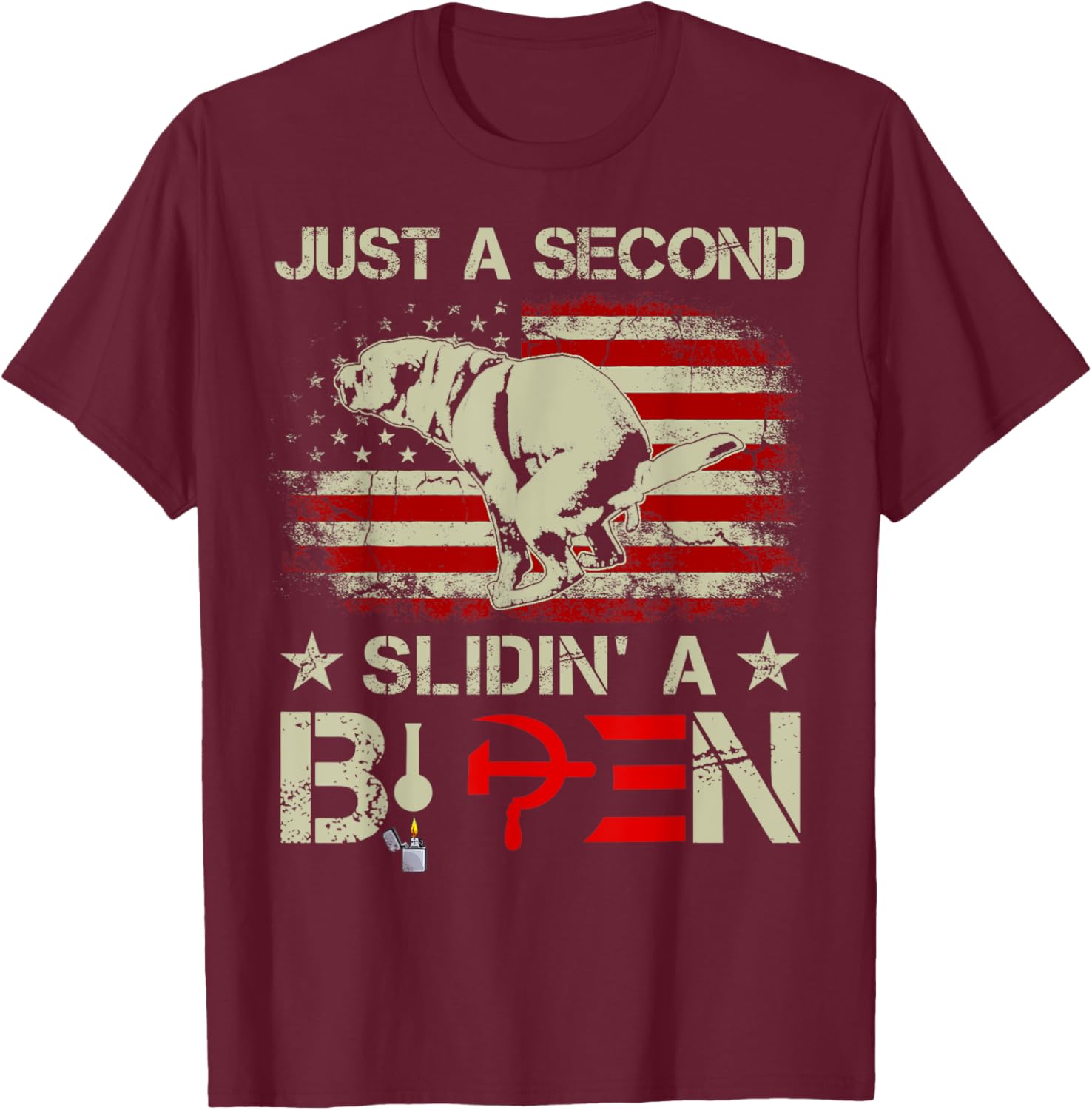 Just A Second Slidin' A Biden Funny Saying Biden President T-Shirt - T-Shirt | Maroon