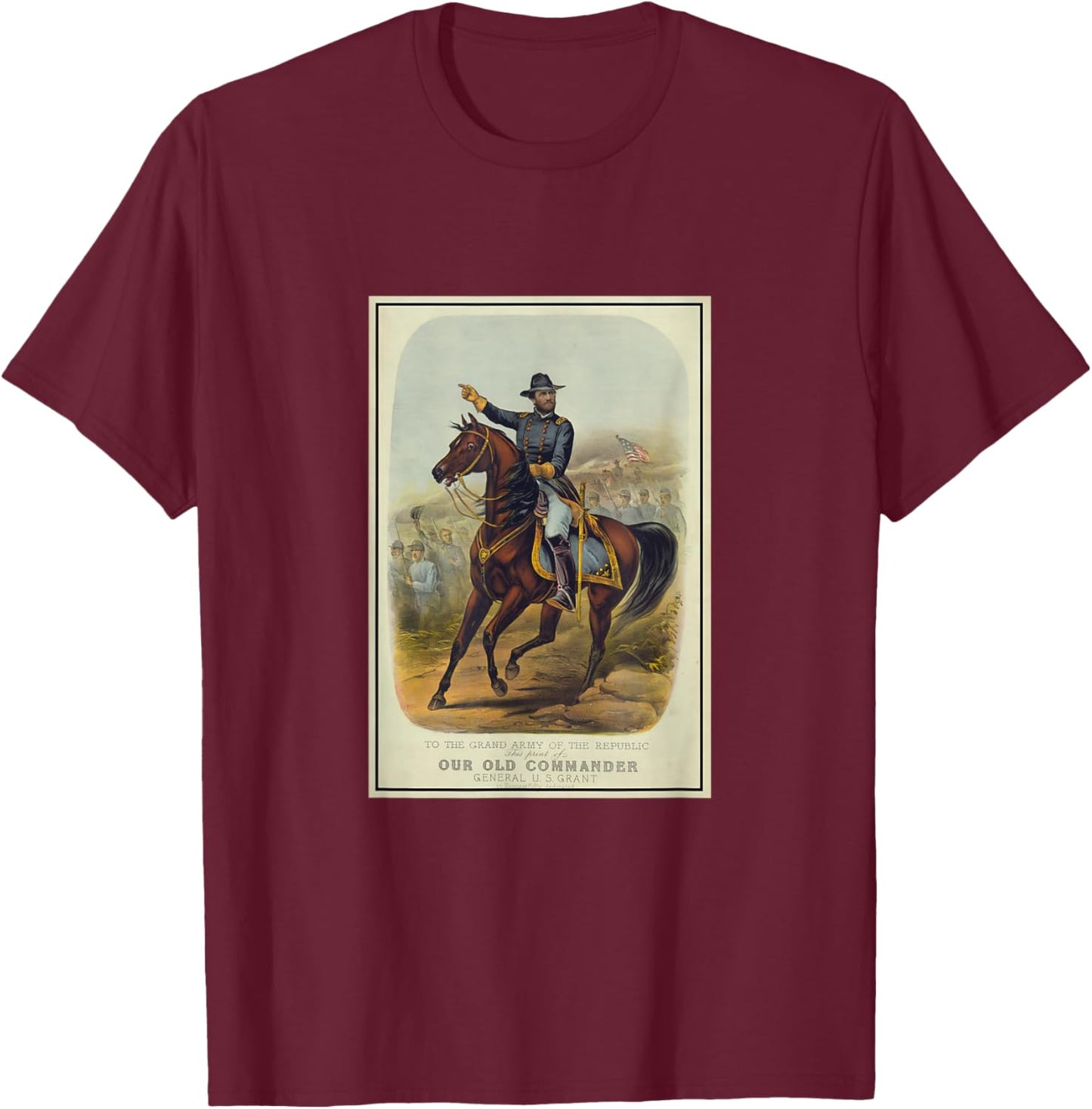 Ulysses S. Grant on Horseback T-Shirt - T-Shirt | Maroon