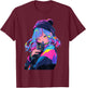 Anime and Cats Manga Girl with a Cat Anime Lover T-Shirt - T-Shirt | Maroon