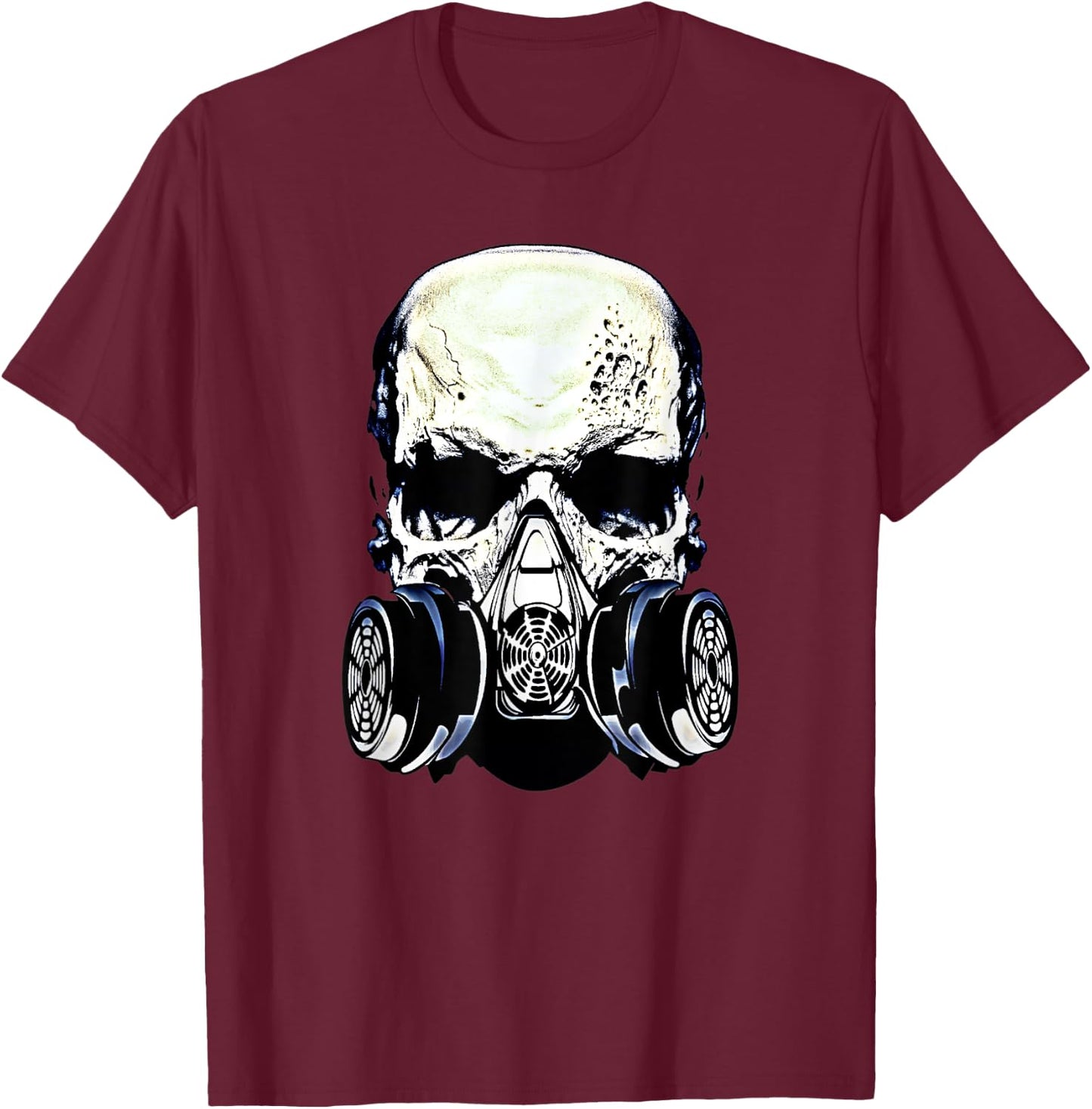 Skull Gas Mask Shirt Rock Music Skulls Masked Rockers Gift T-Shirt - T-Shirt | Maroon