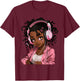 Anime and Music Black Girl Anime Merch Afro African American T-Shirt - T-Shirt | Maroon