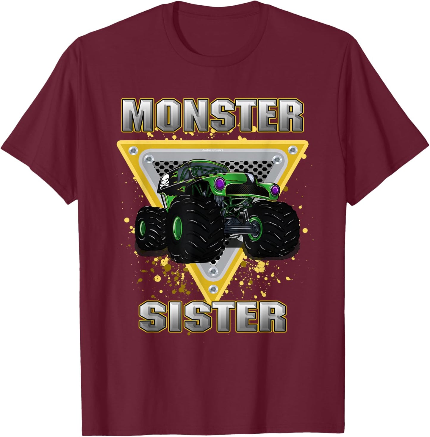 Monster Truck Sister T-Shirt - T-Shirt | Maroon
