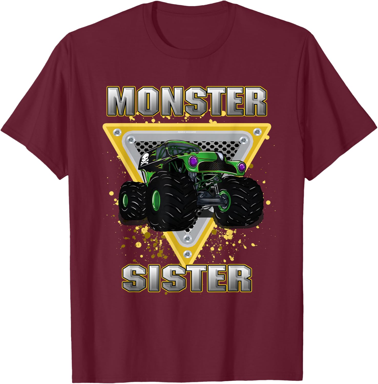Monster Truck Sister T-Shirt - T-Shirt | Maroon