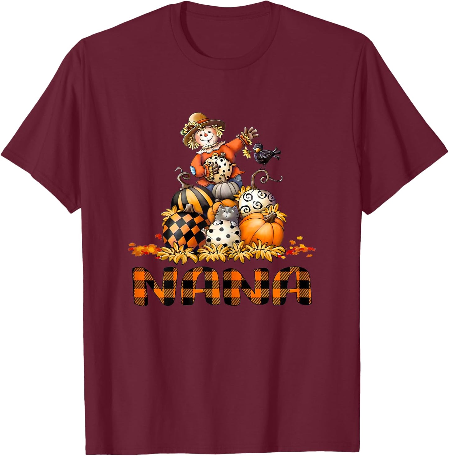 Fall Nana Pumpkin Halloween T-Shirt - T-Shirt | Maroon