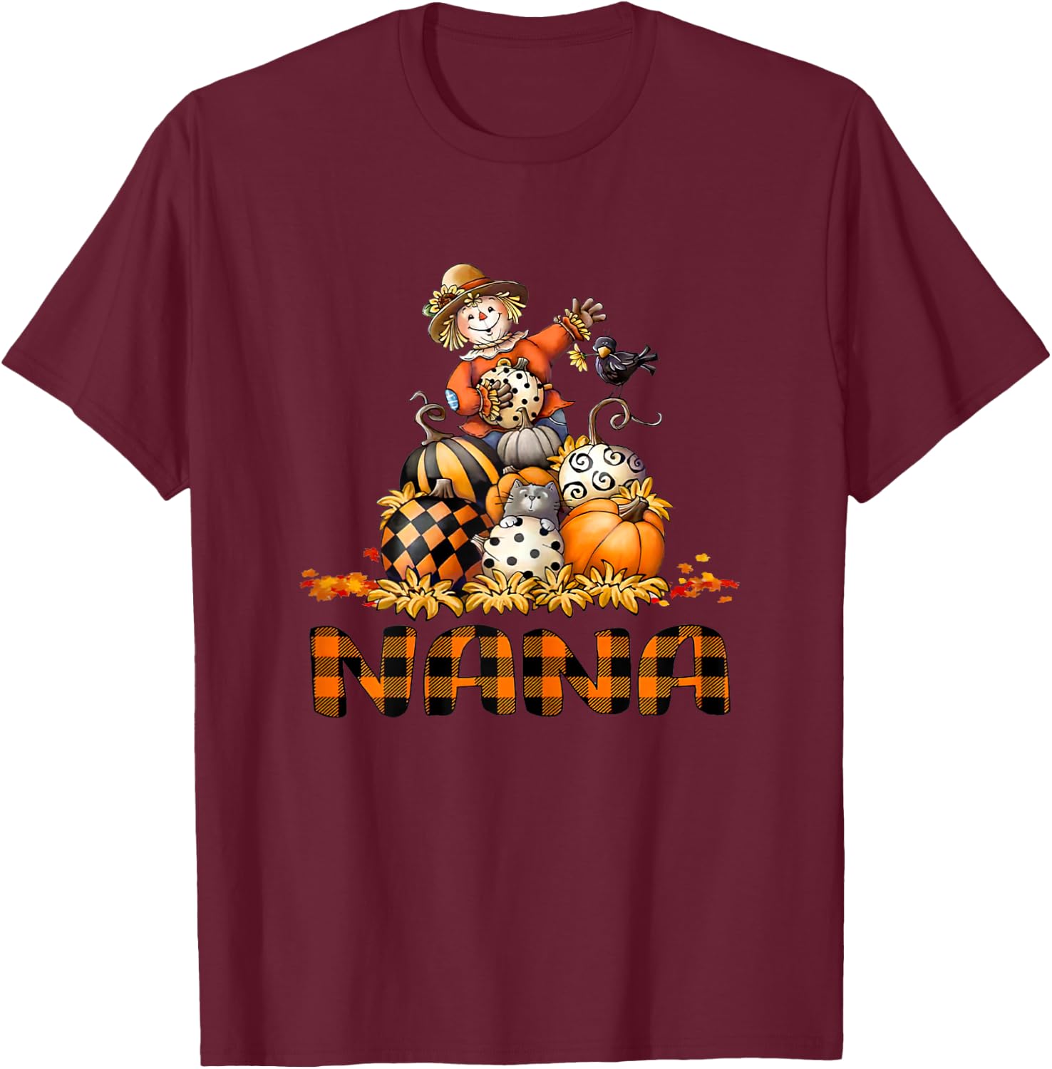 Fall Nana Pumpkin Halloween T-Shirt - T-Shirt | Maroon