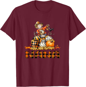 Fall Nana Pumpkin Halloween T-Shirt - T-Shirt | Maroon