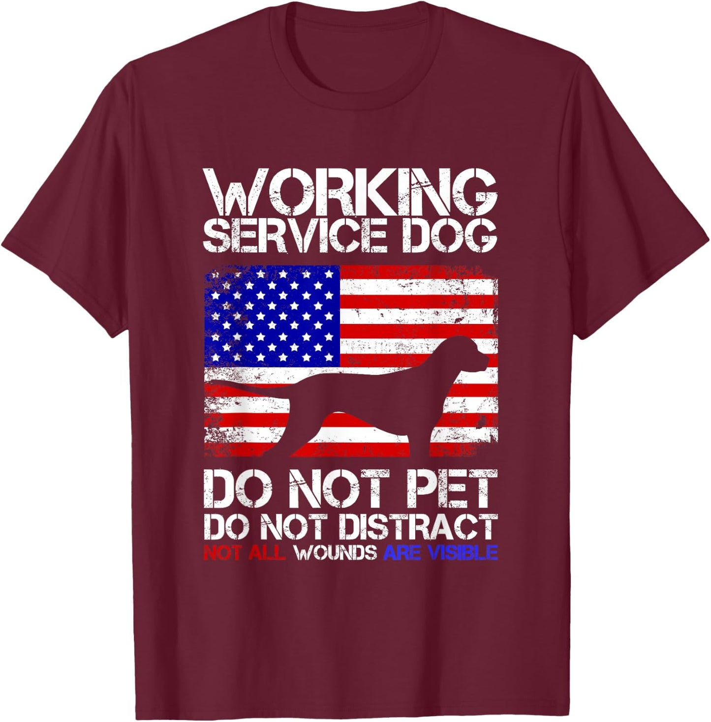 PTSD Veteran Dog Work Service Men T-Shirt - T-Shirt | Maroon
