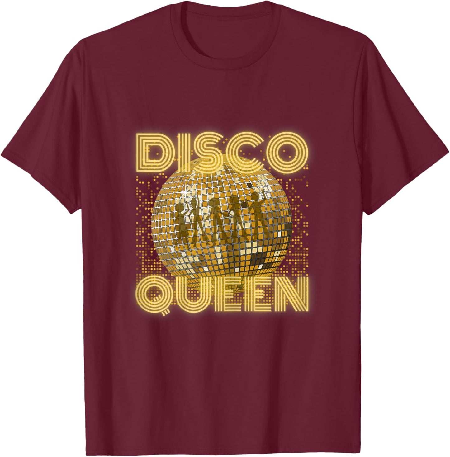 Disco Queen - 70's Disco Vintage Retro Seventies Costume T-Shirt - T-Shirt | Maroon