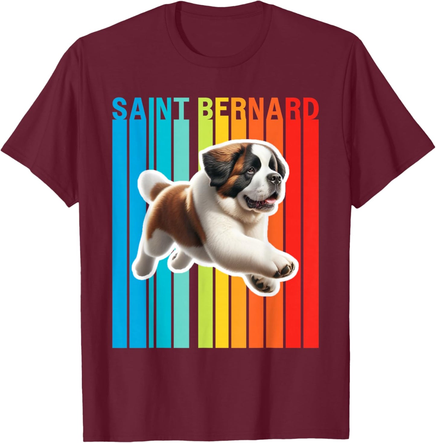 Colorful Saint Bernard T-Shirt - T-Shirt | Maroon
