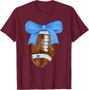 Football Coquette Bow Football Mom Women Girls Kids Dallas T-Shirt - T-Shirt | Maroon