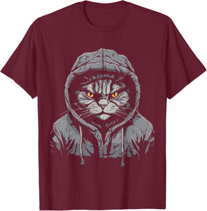 Gangsta Hiphop Cat T-Shirt - T-Shirt | Maroon