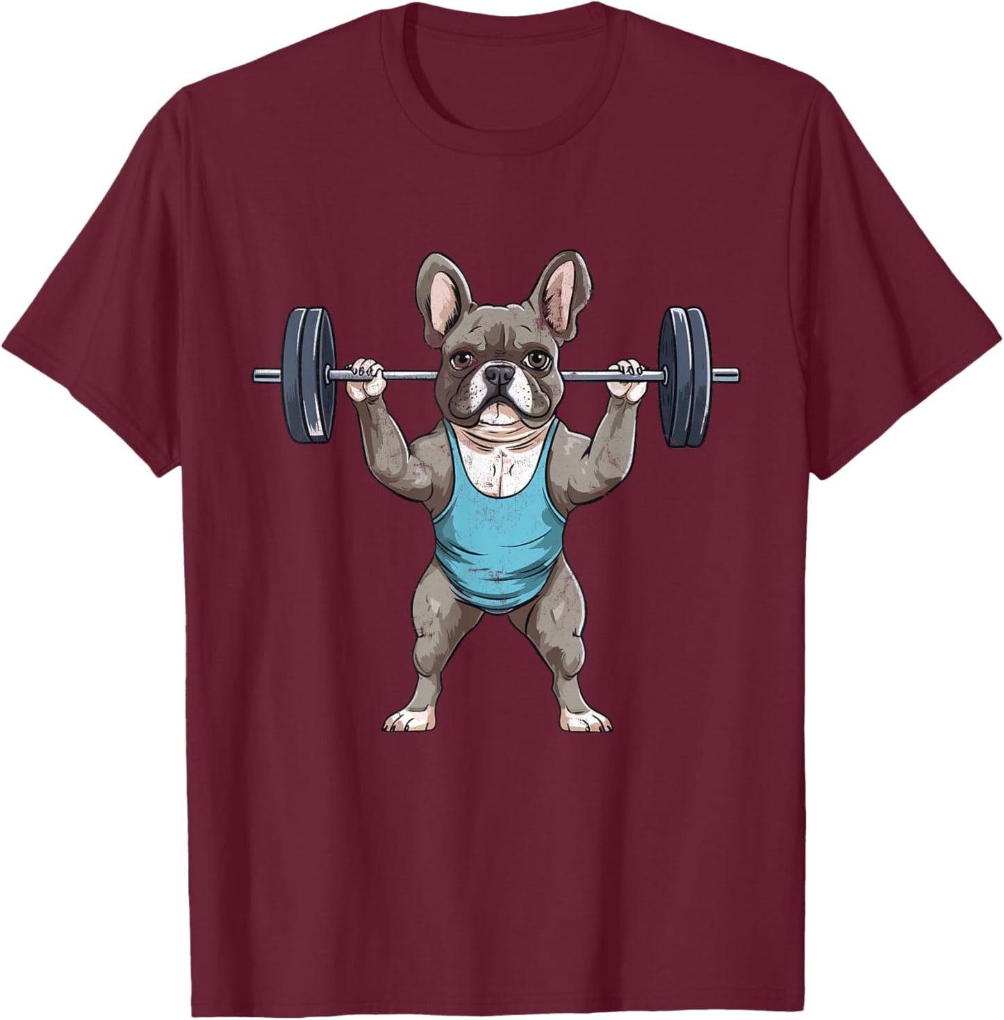French Bulldog Weightlifting Frenchie Deadlift Fitness Gym Women Kids T-Shirt - T-Shirt | Maroon