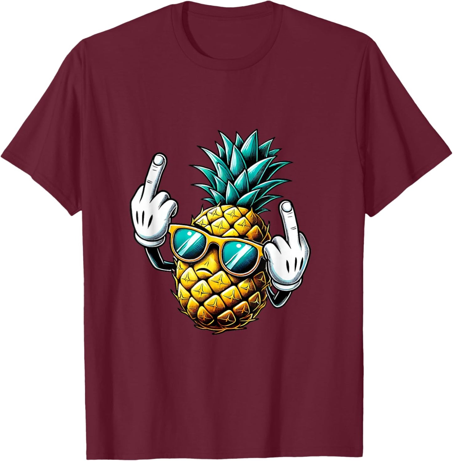Funny pineapple fruit middle finger meme T-Shirt - T-Shirt | Maroon