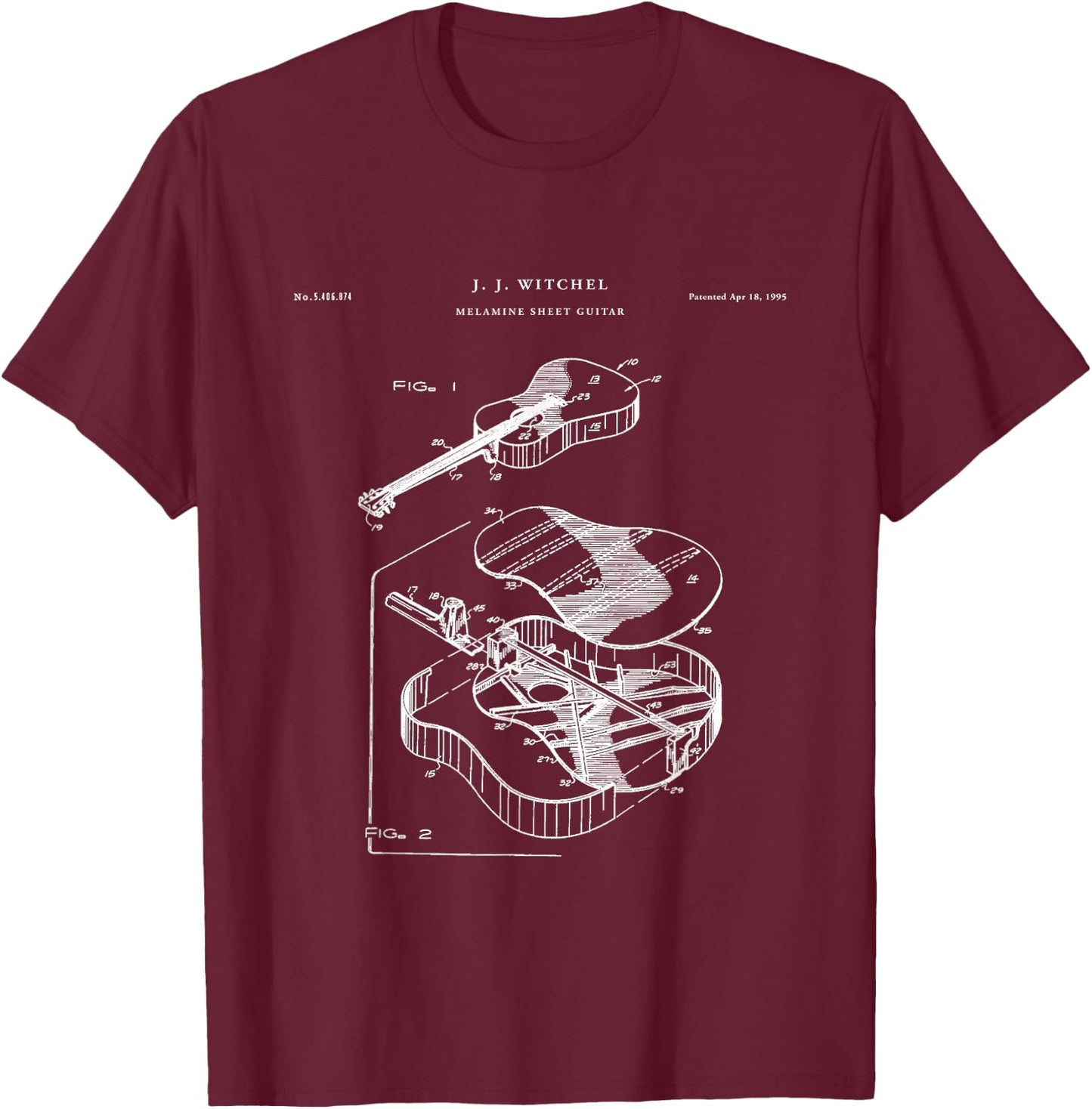 Martin Guitar Patent - Music T-Shirt - T-Shirt | Maroon