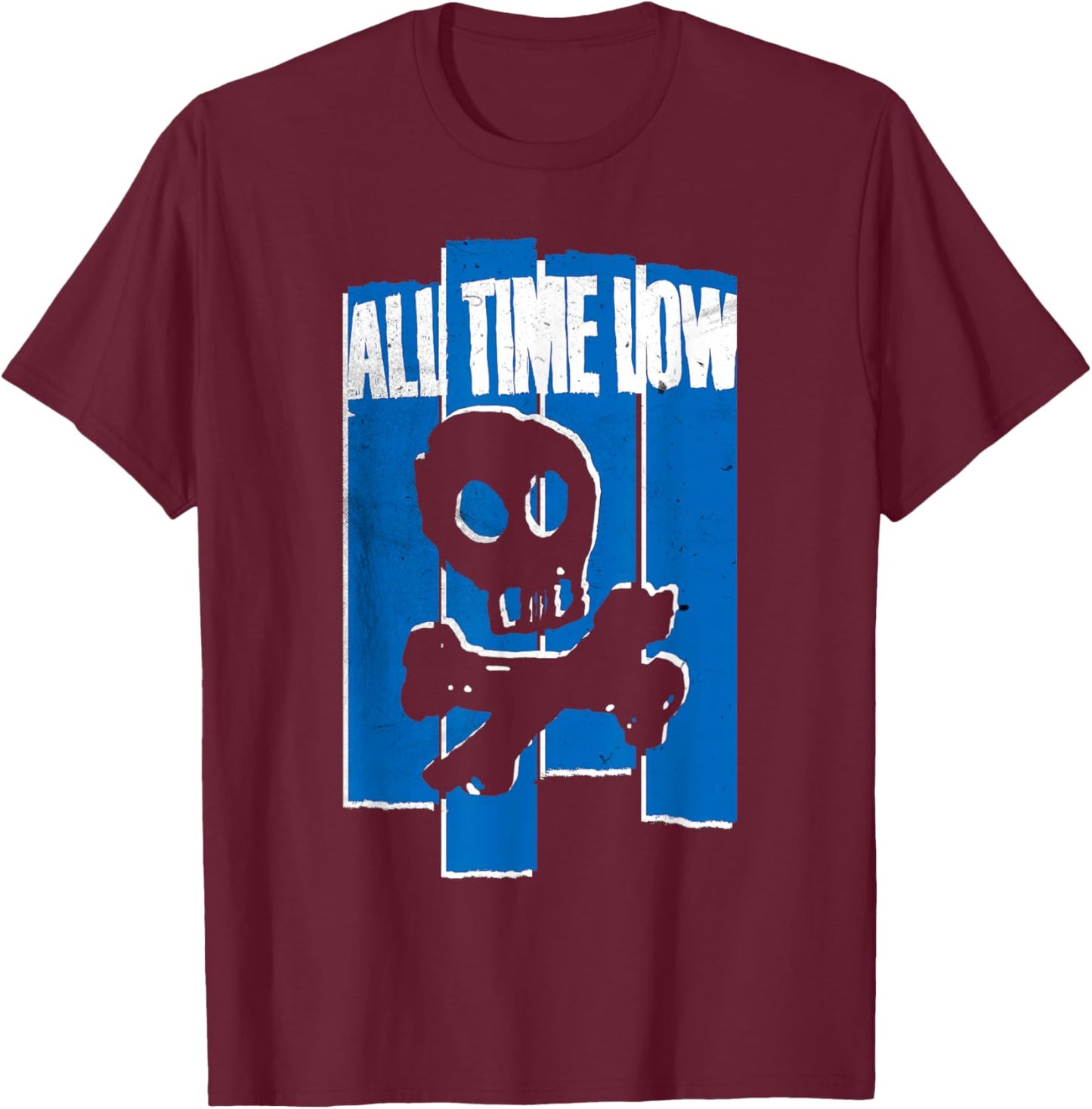 All Time Low Skully Lines - Women's Classic Fit Black Solid - Small T-Shirt - T-Shirt | Maroon