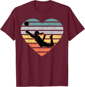Volleyball Gifts for Teen Girls Retro Vintage Heart T-Shirt - T-Shirt | Maroon