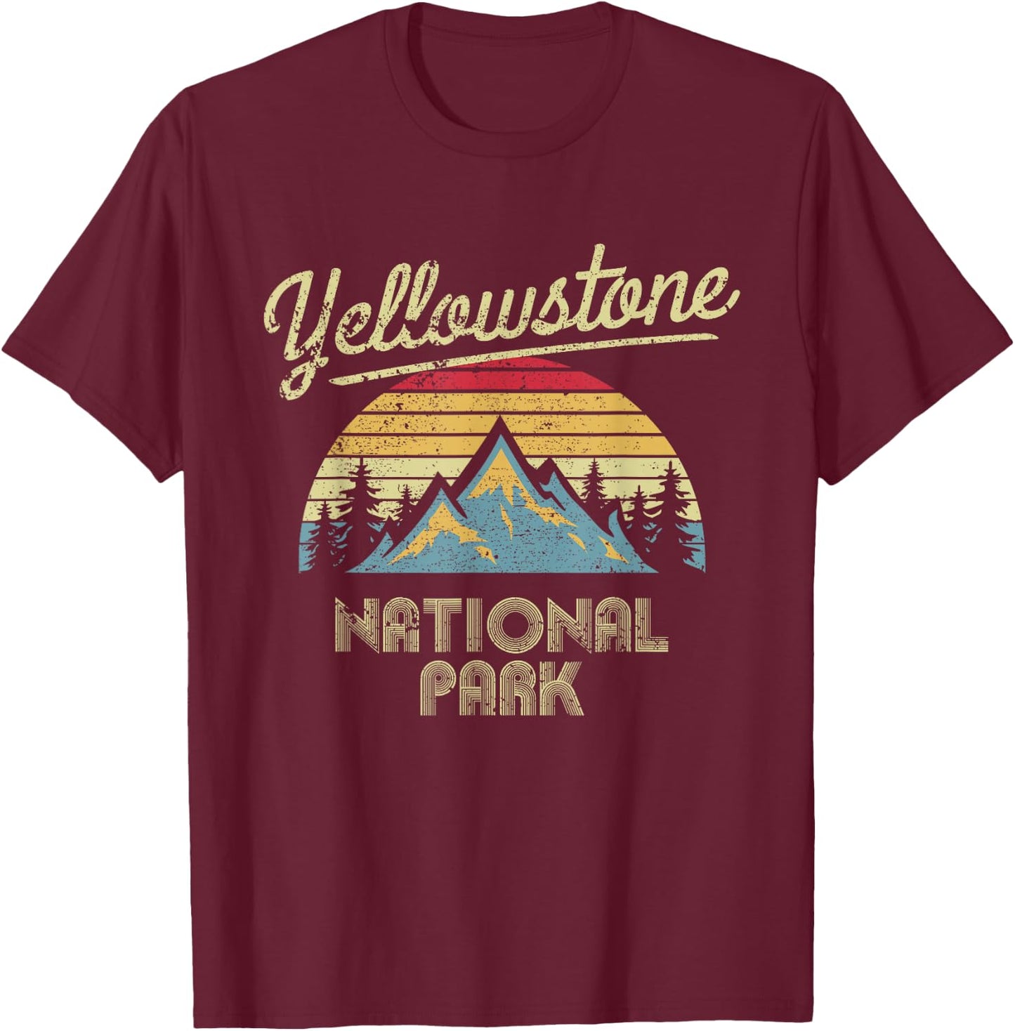 Vintage Retro Yellowstone National Park T-Shirt - T-Shirt | Maroon