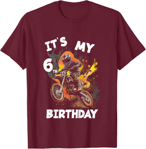 Kids It's my 6th Birthday 6 Year Old Motocross Dirt Bike Riding T-Shirt - T-Shirt | Maroon
