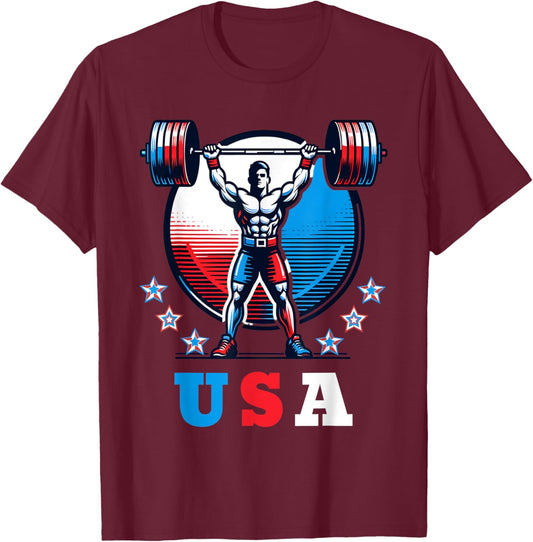 Weightlifting USA American Weight Lifting team T-Shirt - T-Shirt | Maroon