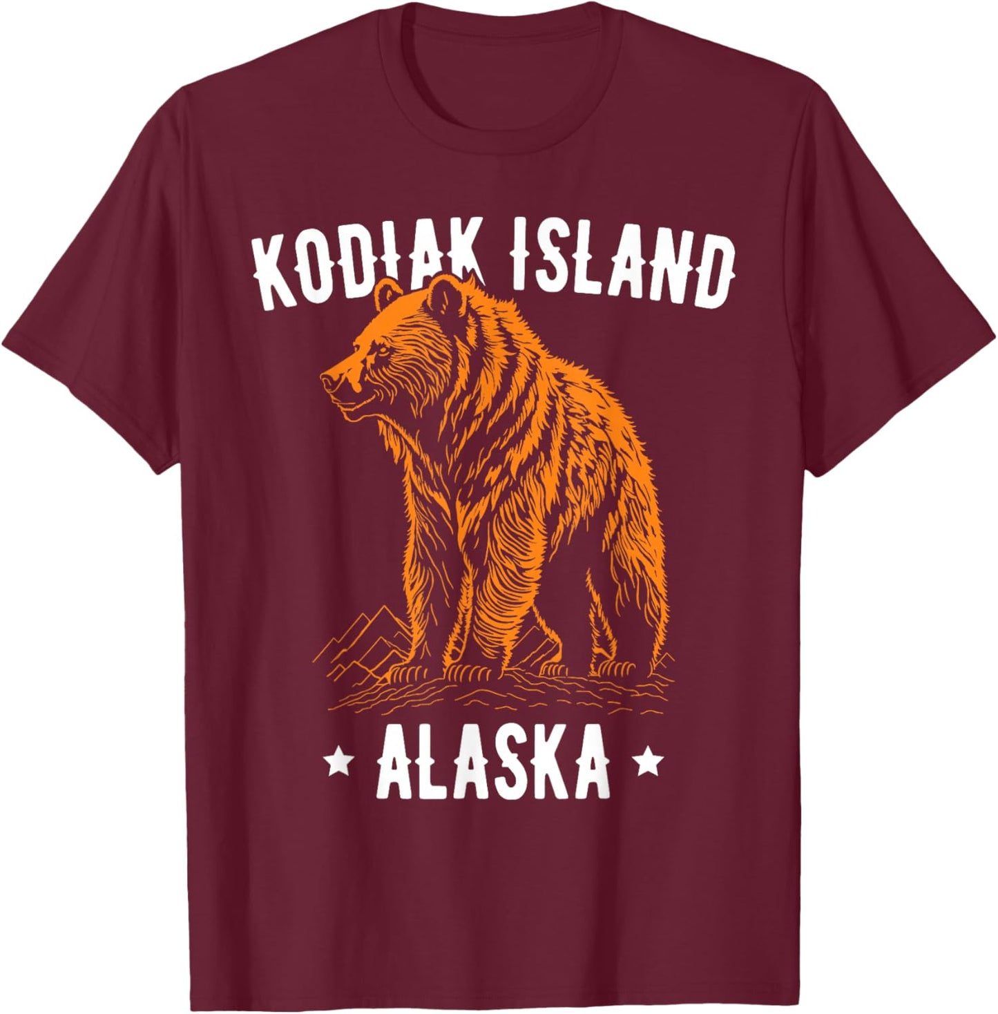 Kodiak Island Alaska USA Grizzly Bear Design T-Shirt - T-Shirt | Maroon