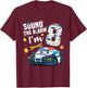 8th B-Day Police Car Police Boy Officer Birthday 8 Year Old T-Shirt - T-Shirt | Maroon